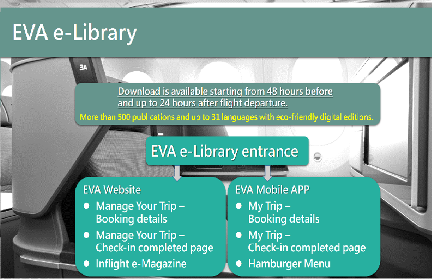 EVA Launches e-Library for Inflight Reading Adds choices, COVID safety, environmental protections