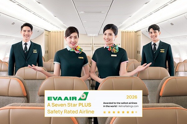 EVA Air Receives International Recognition for Flight Safety Awarded AirlineRatings.com Seven Star PLUS Safety Rating